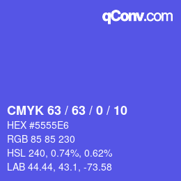 カラーコード: CMYK 63 / 63 / 0 / 10 | qconv.com