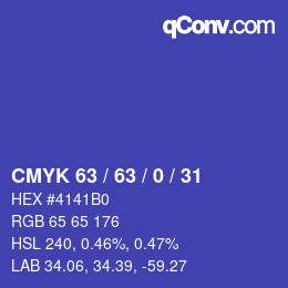 Color code: CMYK 63 / 63 / 0 / 31 | qconv.com