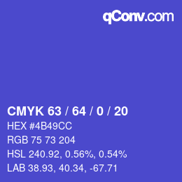 カラーコード: CMYK 63 / 64 / 0 / 20 | qconv.com