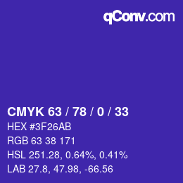 Color code: CMYK 63 / 78 / 0 / 33 | qconv.com