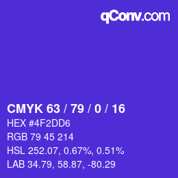 颜色代码: CMYK 63 / 79 / 0 / 16 | qconv.com