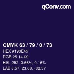 Color code: CMYK 63 / 79 / 0 / 73 | qconv.com