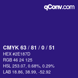 Color code: CMYK 63 / 81 / 0 / 51 | qconv.com