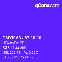 Color code: CMYK 63 / 87 / 0 / 0 | qconv.com