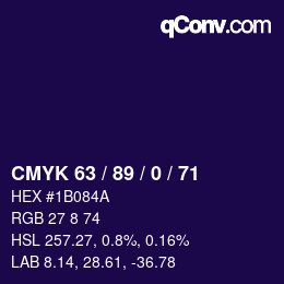 Color code: CMYK 63 / 89 / 0 / 71 | qconv.com