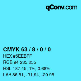 カラーコード: CMYK 63 / 8 / 0 / 0 | qconv.com