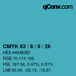 カラーコード: CMYK 63 / 8 / 0 / 26 | qconv.com