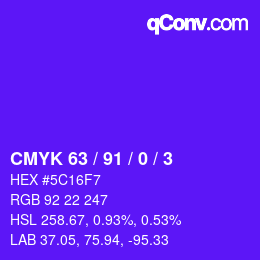 Farbcode: CMYK 63 / 91 / 0 / 3 | qconv.com