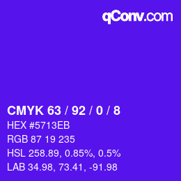 颜色代码: CMYK 63 / 92 / 0 / 8 | qconv.com
