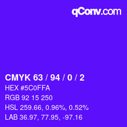 カラーコード: CMYK 63 / 94 / 0 / 2 | qconv.com