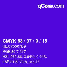 Farbcode: CMYK 63 / 97 / 0 / 15 | qconv.com