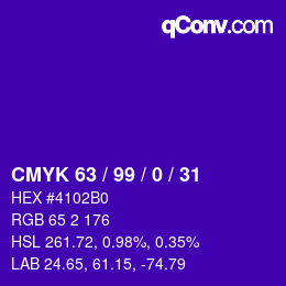 Color code: CMYK 63 / 99 / 0 / 31 | qconv.com