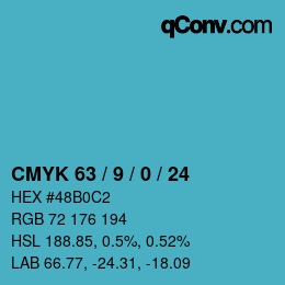Código de color: CMYK 63 / 9 / 0 / 24 | qconv.com