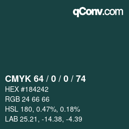 Farbcode: CMYK 64 / 0 / 0 / 74 | qconv.com