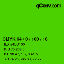 カラーコード: CMYK 64 / 0 / 100 / 18 | qconv.com