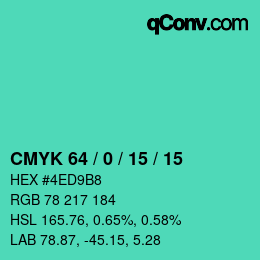 Farbcode: CMYK 64 / 0 / 15 / 15 | qconv.com