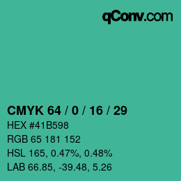 Color code: CMYK 64 / 0 / 16 / 29 | qconv.com