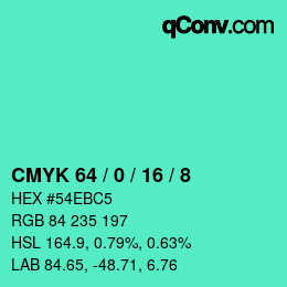 Color code: CMYK 64 / 0 / 16 / 8 | qconv.com