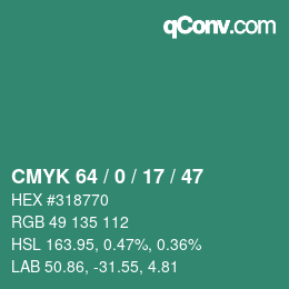 Color code: CMYK 64 / 0 / 17 / 47 | qconv.com