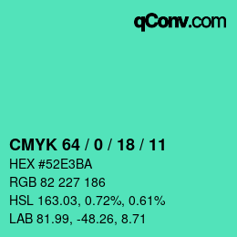 Color code: CMYK 64 / 0 / 18 / 11 | qconv.com