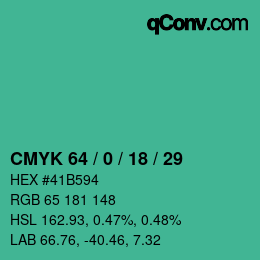 Código de color: CMYK 64 / 0 / 18 / 29 | qconv.com