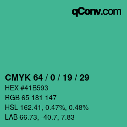 Farbcode: CMYK 64 / 0 / 19 / 29 | qconv.com