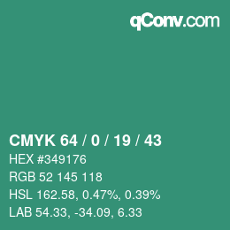 Color code: CMYK 64 / 0 / 19 / 43 | qconv.com