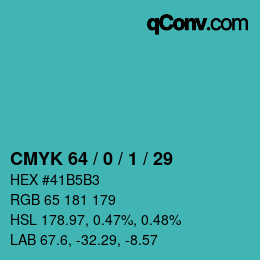 Farbcode: CMYK 64 / 0 / 1 / 29 | qconv.com