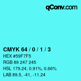 Color code: CMYK 64 / 0 / 1 / 3 | qconv.com