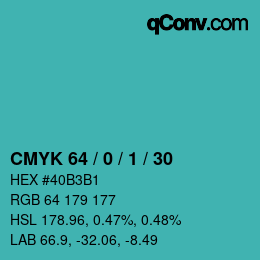 Color code: CMYK 64 / 0 / 1 / 30 | qconv.com