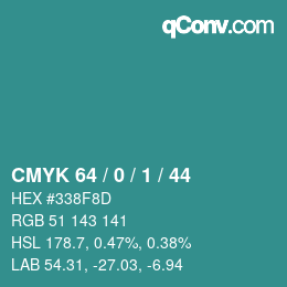 Color code: CMYK 64 / 0 / 1 / 44 | qconv.com