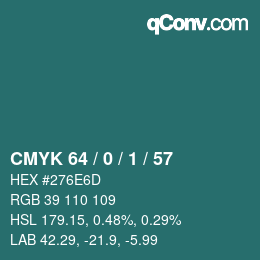 カラーコード: CMYK 64 / 0 / 1 / 57 | qconv.com