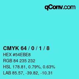 Color code: CMYK 64 / 0 / 1 / 8 | qconv.com