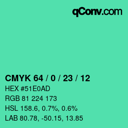 Color code: CMYK 64 / 0 / 23 / 12 | qconv.com