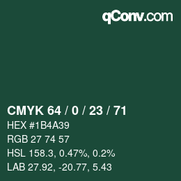 Color code: CMYK 64 / 0 / 23 / 71 | qconv.com