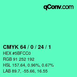 Color code: CMYK 64 / 0 / 24 / 1 | qconv.com