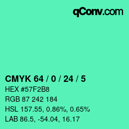 Color code: CMYK 64 / 0 / 24 / 5 | qconv.com