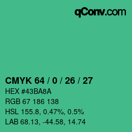 Color code: CMYK 64 / 0 / 26 / 27 | qconv.com