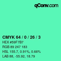 Color code: CMYK 64 / 0 / 26 / 3 | qconv.com
