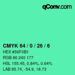 Color code: CMYK 64 / 0 / 26 / 6 | qconv.com