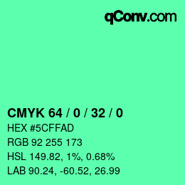 Color code: CMYK 64 / 0 / 32 / 0 | qconv.com