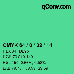 颜色代码: CMYK 64 / 0 / 32 / 14 | qconv.com