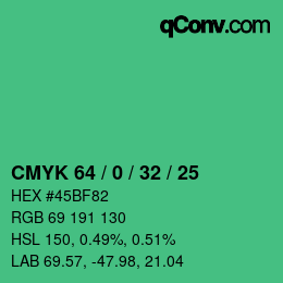 Color code: CMYK 64 / 0 / 32 / 25 | qconv.com