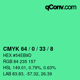 Color code: CMYK 64 / 0 / 33 / 8 | qconv.com