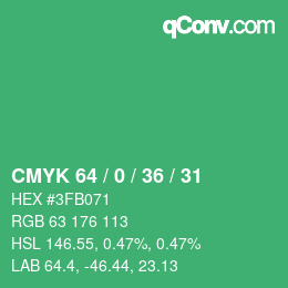 Color code: CMYK 64 / 0 / 36 / 31 | qconv.com