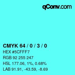 Color code: CMYK 64 / 0 / 3 / 0 | qconv.com