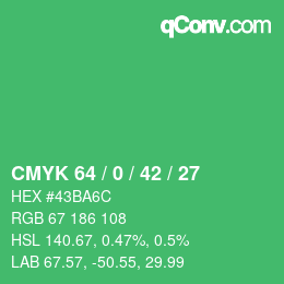 Color code: CMYK 64 / 0 / 42 / 27 | qconv.com