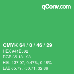 Color code: CMYK 64 / 0 / 46 / 29 | qconv.com