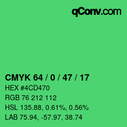 Color code: CMYK 64 / 0 / 47 / 17 | qconv.com