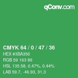 Color code: CMYK 64 / 0 / 47 / 36 | qconv.com